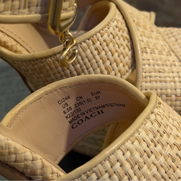 Coach Tan Woven Platform Sandals - Picture 4 of 7